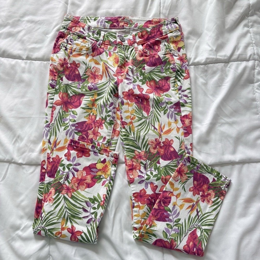 Tommy Bahama Denim Skinny Ankle Pants Womens 26x28 Floral Tropical Summer Beach
